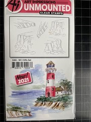 New ART IMPRESSIONS Acrylic rubber Stamp WATERCOLOR CLIFFS SEASIDE set freeUSAsh