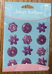 Jolees 3D Scrapbook Stickers Glittery Purple Dot Flowers Cabochons Wedding Baby