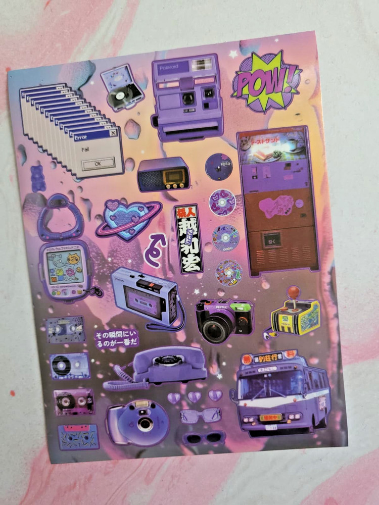 Japanese Retro Sticker Sheet Showa Heisei Era 70s 80s 90s Glossy – NEW