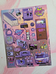 Japanese Retro Sticker Sheet Showa Heisei Era 70s 80s 90s Glossy – NEW