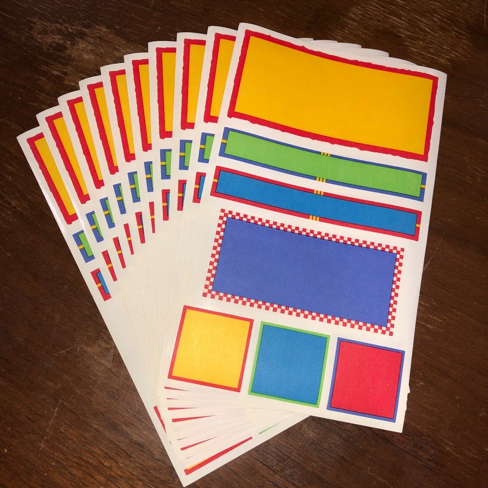 10 Mrs Grossmans Vellum Panels Primary Stickers Labels Tags Shapes Color Blocks