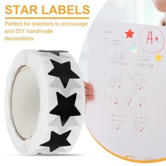 500Pack 3/4″ Star Stickers Semi Gloss Labels for Teacher Supplies, Black