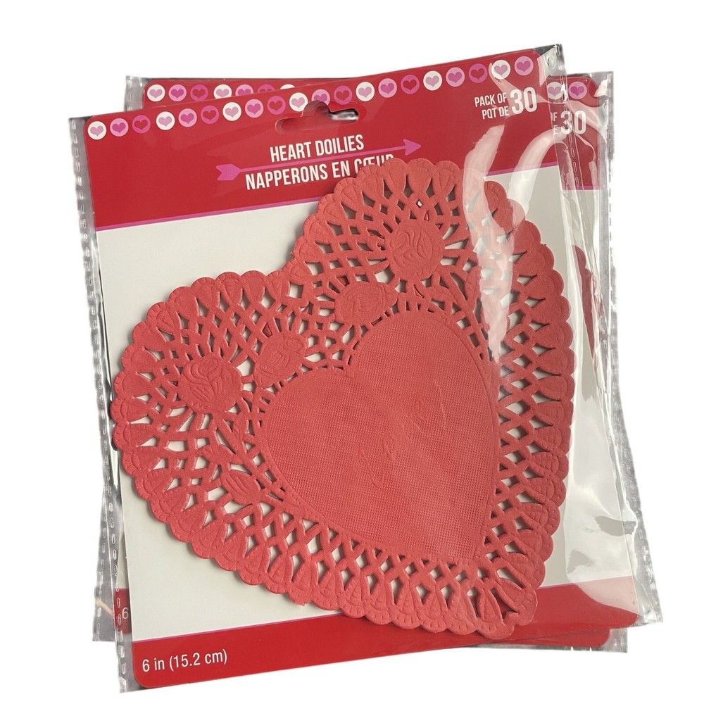 Red Heart Doilies Paper Romance Valentine’s Day Ephemera 30 Plus Crafts mq Junk