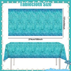 3Pcs Ocean Waves Plastic Tablecloth, 54 x 108 Inch Water Print Table Cover, D…