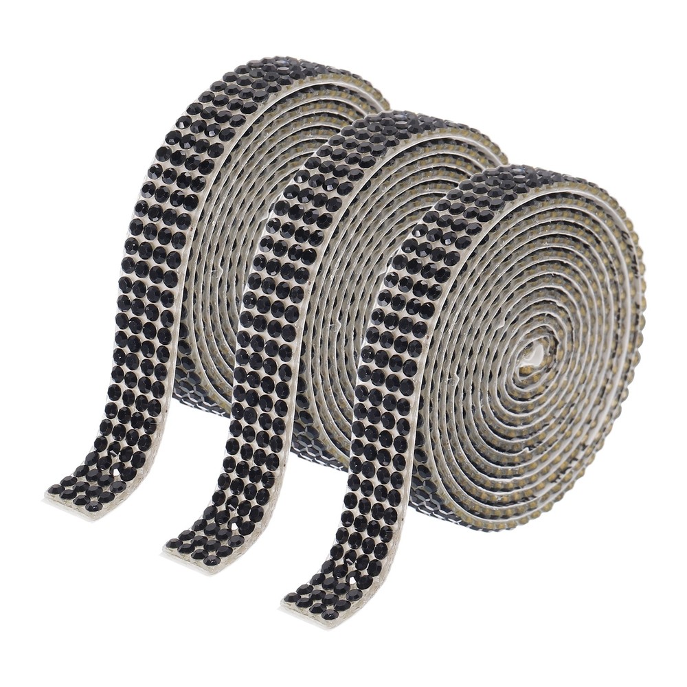 3Roll 3 Yards 8mm Diamond Ribbon Black