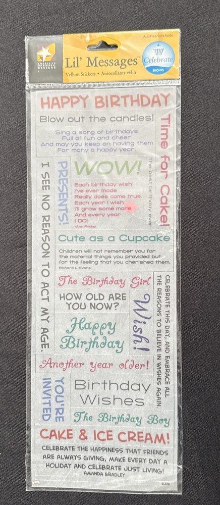 Lil’ Messages Vellum Stickers Happy Birthday Messages