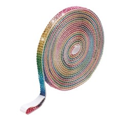Rhinestone Ribbon 0.3″ x 3 Yard Self-Adhesive Rhinestone Strips (Rainbow)