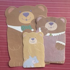 Vintage 1989 Three Teddy Bears Diecut Note Stationery Paper – 6 Sheets Total Lot