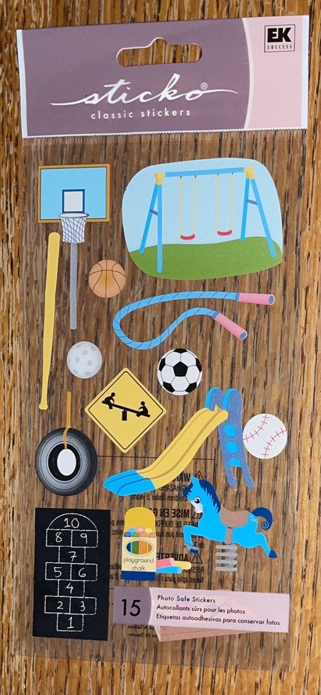 Sticko Play Ground Slide Sandbox Swing Hop Scotch School Recess Park Stickers