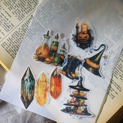 50 pcs Halloween Translucent Vellum Matte Surface Paper Sticker Scrapbook