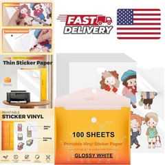 Versatile Printable Vinyl Sticker Paper 100 Sheets Glossy for Indoor Outdoor Use