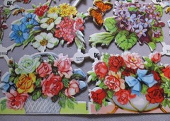 9 Full Sheet German Die Cut Paper Scraps Flowers Butterflies Victorian FAS #3150