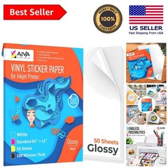 Glossy White Printable Vinyl Sheets – 50 Count, Perfect for Indoor & Outdoor Use