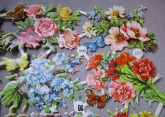 9 Full Sheet German Die Cut Paper Scraps Flowers Butterflies Victorian FAS #3150