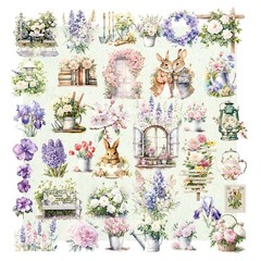 39 pcs Spring Garden Translucent Vellum Matte Surface Paper Sticker Scrapbook