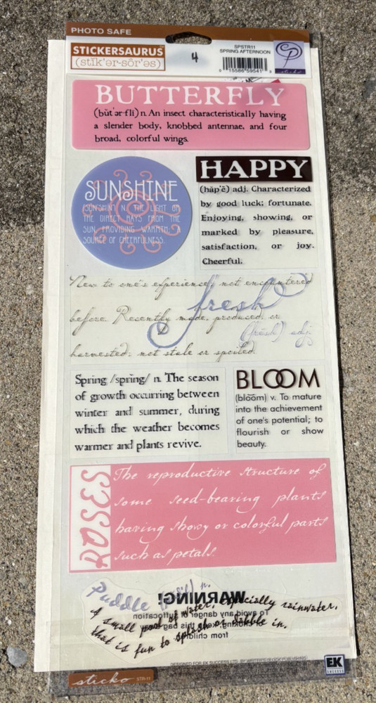 6 x 12″ STICKO THEMED SCRAPBOOK STICKERS COLORFUL SPRING QUOTES & DEFINITIONS