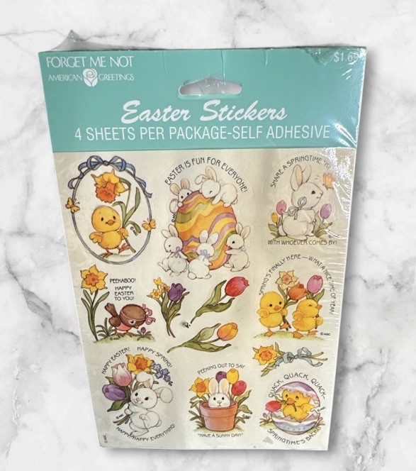 VINTAGE AMERICAN GREETINGS Stickers Easter Bunny Chicks Spring 1 Sheet
