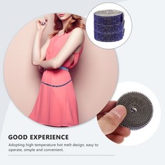 3 Packs Lightweight Blue Rhinestone Trim Self Adhesive for Embellishing Clothes