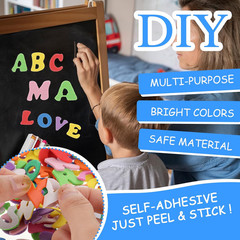 260Pcs Letter Stickers Small Foam Letter Stickers for Crafts, 10 Colors Self Adh