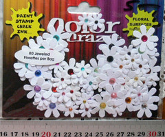 80 Florettes – DIY – WHITE with Multi-Coloured Jewels – 15-25mm Petaloo I