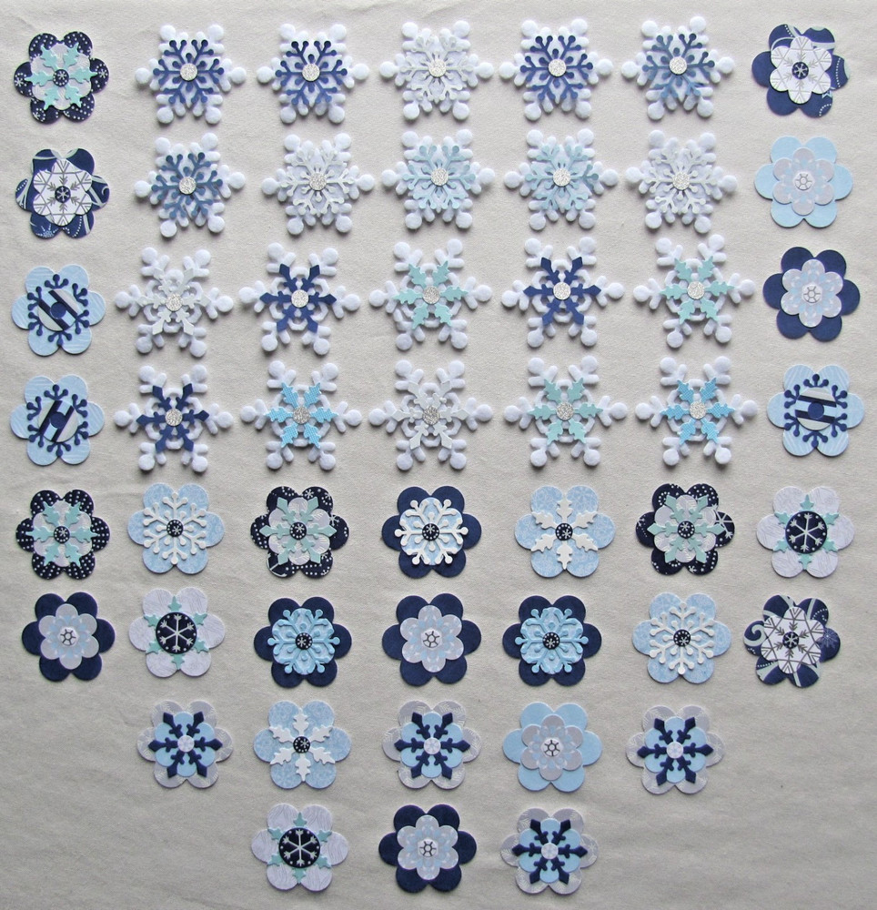 Handmade Snowflakes Winter Flowers 50 Felt Paper Christmas Embellishments Cards
