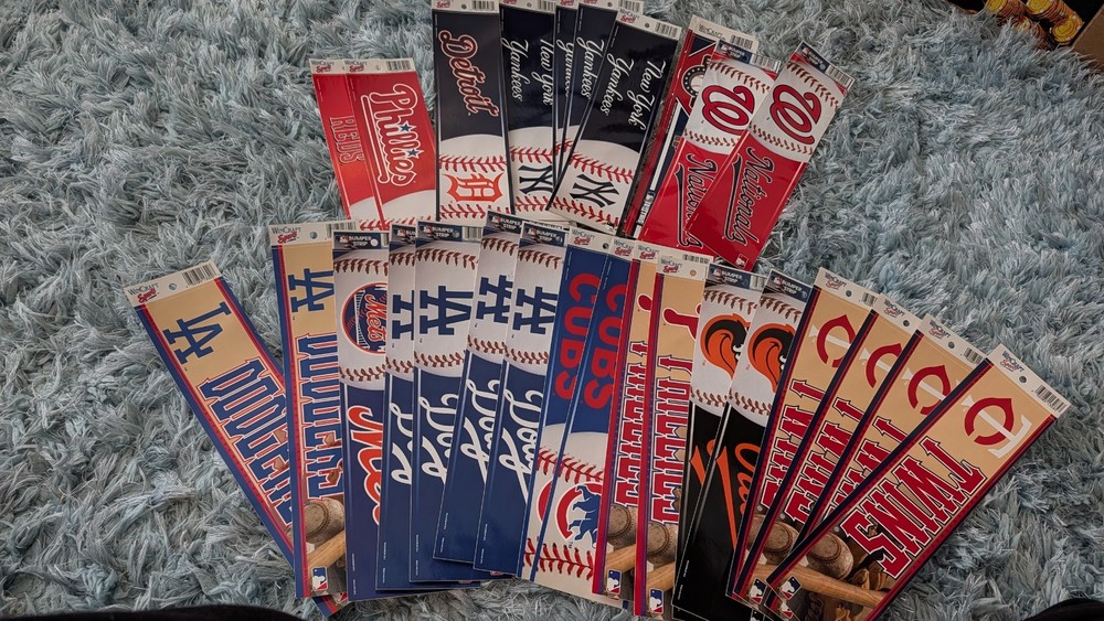 MLB Bumper Stickers Bumper Strips Lot With Flaws READ Lot Of 29