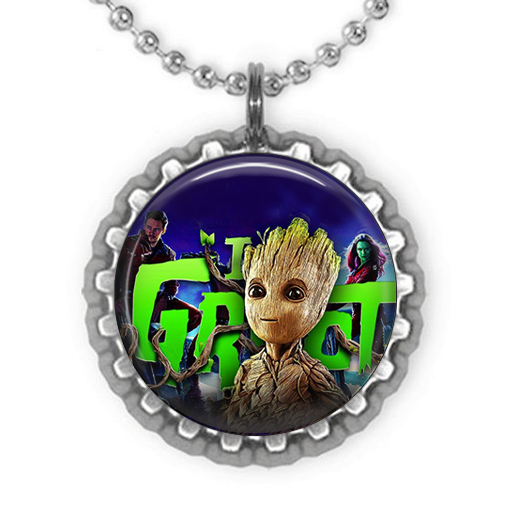 1 I AM GROOT Silver Bottle Cap Necklace!