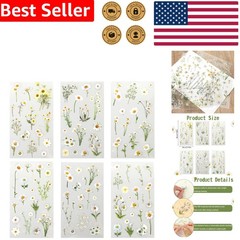 6 Pcs Clear Daisy Stickers, Waterproof Floral Vinyl Art Decals for Crafts