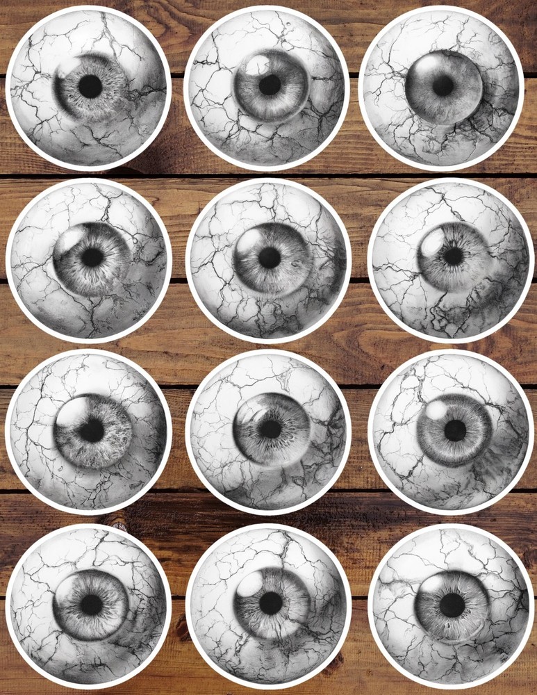 Black and White Eyeball Vinyl Stickers Set Scrapbooking Laptop Water Bottle