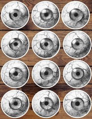 Black and White Eyeball Vinyl Stickers Set Scrapbooking Laptop Water Bottle