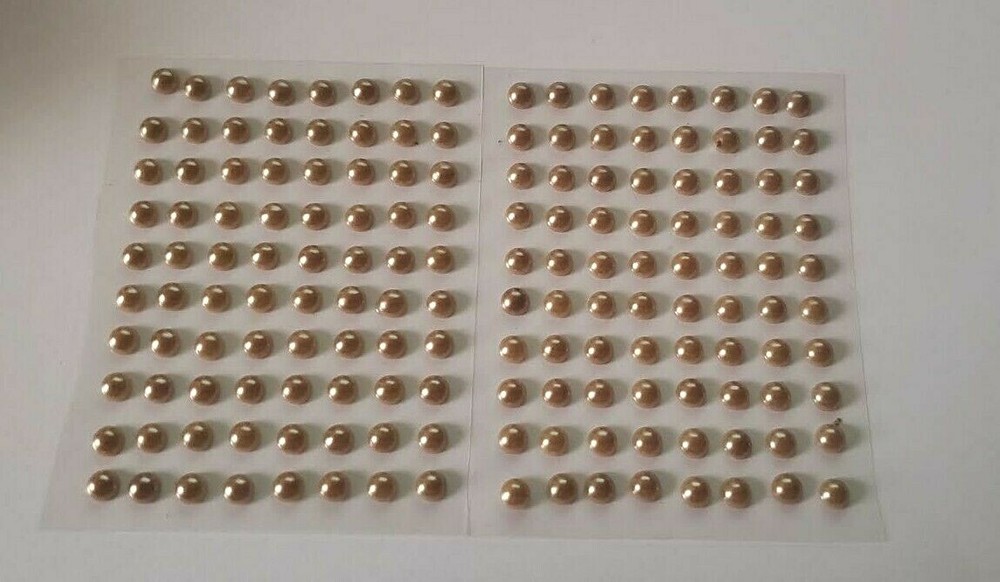 CraftbuddyUS 160pcs 5mm Individual CHAMPAGNE PEARL Self Adhesiv Rhinestone Gems