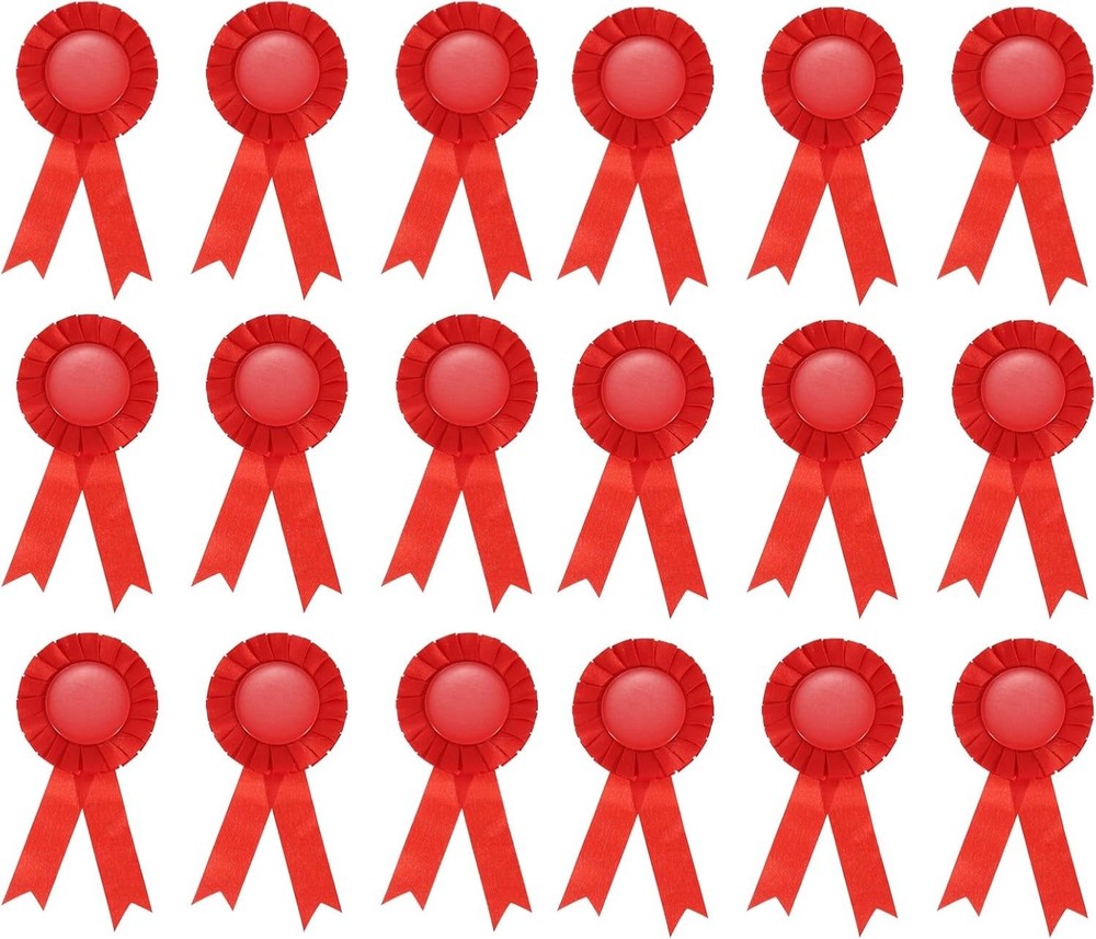 Blank Award Ribbon 18 Pcs Rosette Ribbon Honorable Prize Recognition Red Award