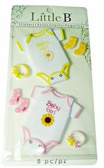 Little B Baby Girl Onsies Dimensional Stickers 8 pieces Scrapbook Paper Crafts