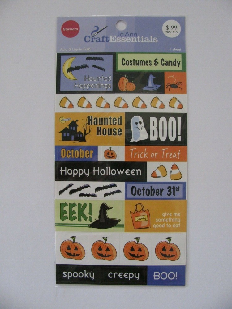 JoAnn Craft Essentials HAUNTED HAPPENINGS Stickers 1 Sheet NIP