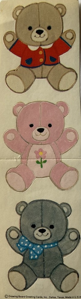TEDDYBEAR Stickers(3pc)Stuffed Animal•Toys•Children•Bows •Kids•Card Making•