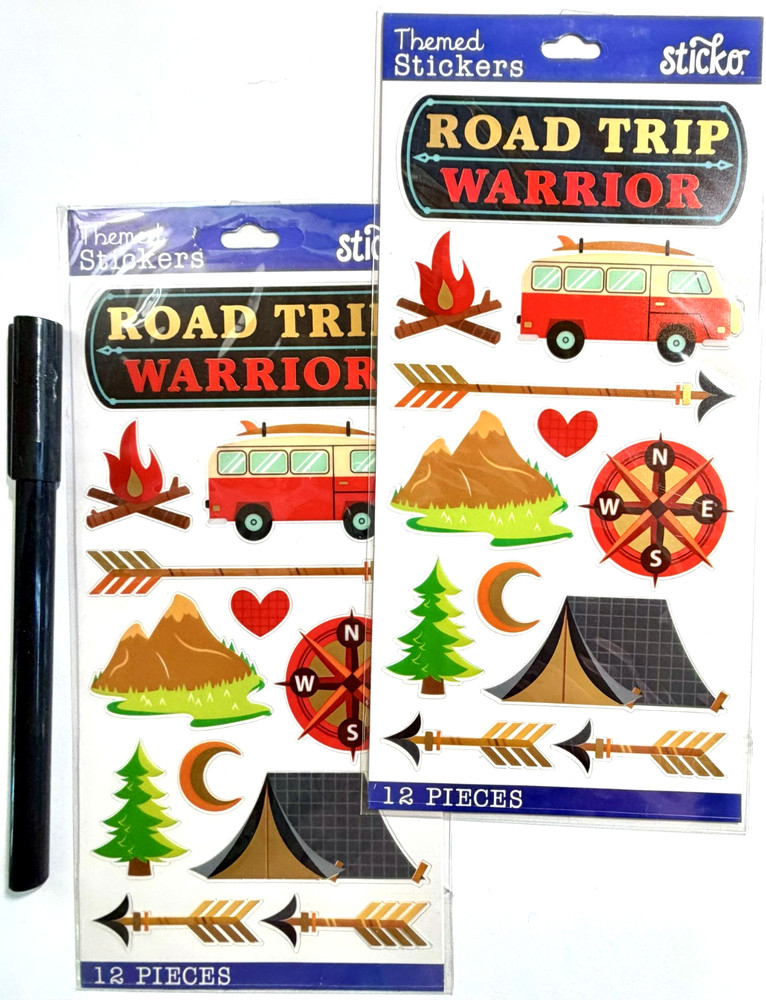 2 pkgs Road Trip Tent Stickers Scrapbooking Card Journal Planner Sticko
