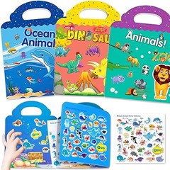 Reusable Sticker Books for Kids 3 Sets Travel Removable Toddler Sticker Books…