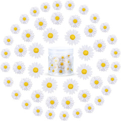 50 Pcs Resin Daisy Flower Flatback Beads Craft Charms DIY Decoration Set