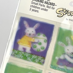 NEW Stickety Doo Da EASTER BUNNY EGG BUTTERFLY Green Glitter Sticker Sheet