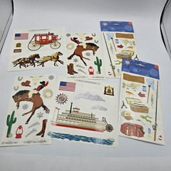 Vtg Mrs. Grossmans Stickers Cowboys Fishing Ship Western