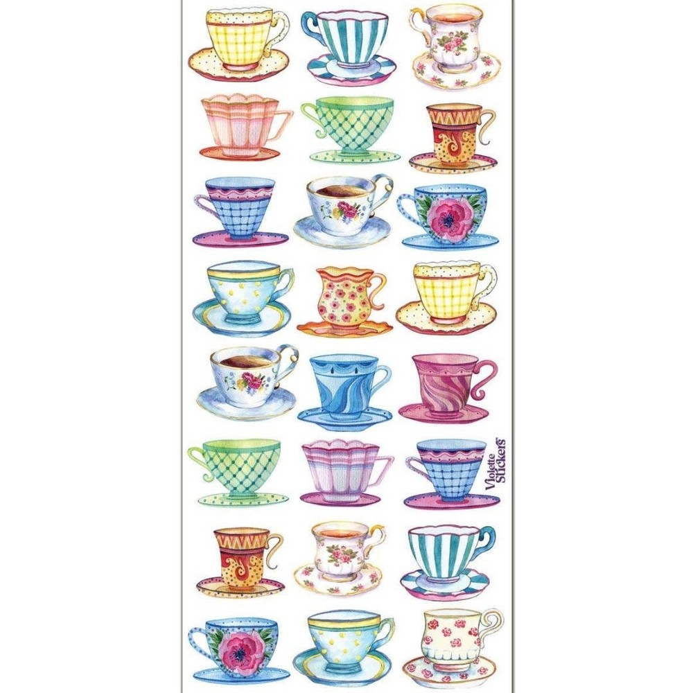 Violette Stickers – Teacups Sticker Sheet – Modern Art – Planners & Crafts