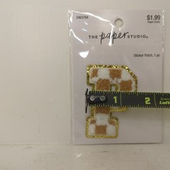 The Paper Studio Chenille P Brown White Checker Sticker Patch Alphabet Letter