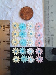 20 Pastel Mulberry Paper Flowers Handmade Miniatures Cards Baby babies Shower