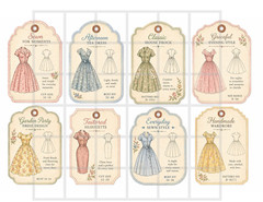 1 Pg Sewing Vtg Dress Tags, Card Toppers Junk Journal Supply Scrapbook Ephemera