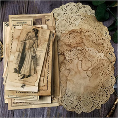 Vilikya Vintage Junk Journal Supplies, Coffee Dyed Decoupage Paper for Scrapbook