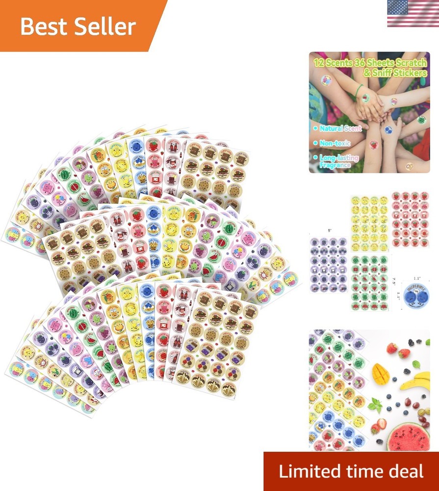 Scratch and Sniff Stickers – 864 Pieces, 12 Different Scents, 36 Sheets – Rew…