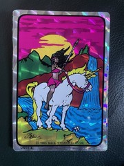 Vintage BJ Vending Machine Warrior Girl Unicorn Sticker 1985 Holographic VHTF