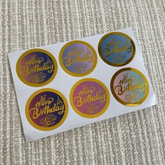 24 Happy Birthday Stickers, 2” Metallic Gold Foil Envelope Seals, Gift Labels