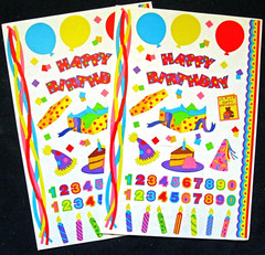 Mrs Grossman Two Vintage Giant 6×9″ ‘Birthday’ Sticker Sheets (c-2001)