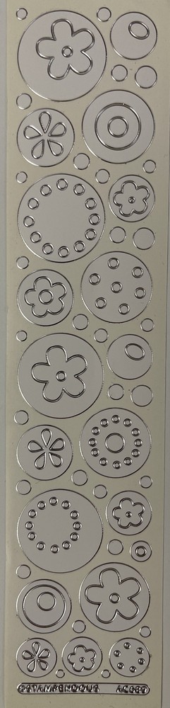 WHITE/SILVER FLOWER CIRCLE Stickers(49pc)Stampendous •Garden•Blooms•Daisy•Dots